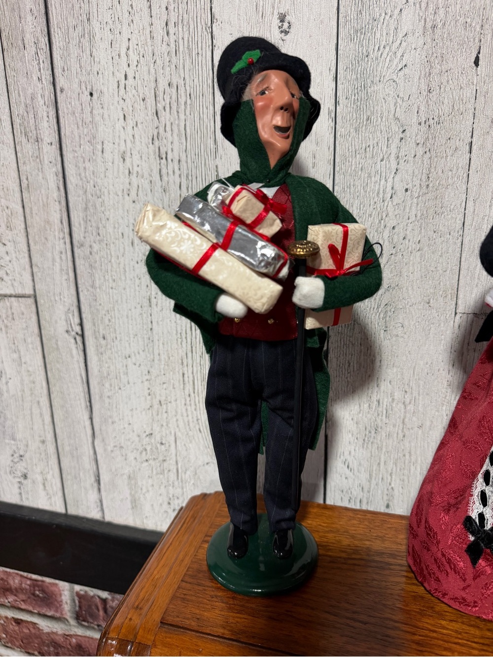 Byer’s Ebenezer Scrooge Festive Green Figurine Holding Gifts -
